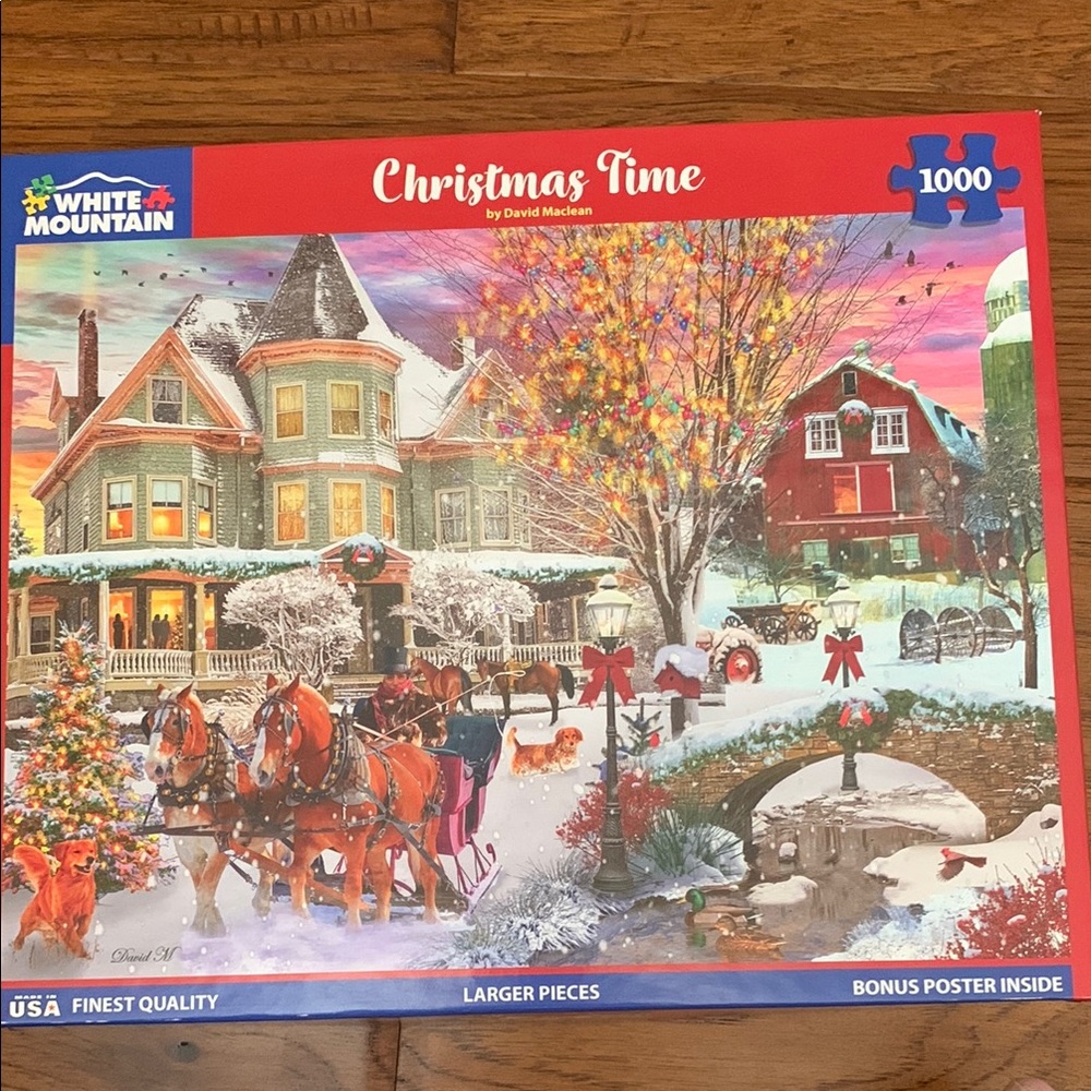 Like new. Only worked once. White Mountain Christmas Time Puzzle - 1000 Pieces